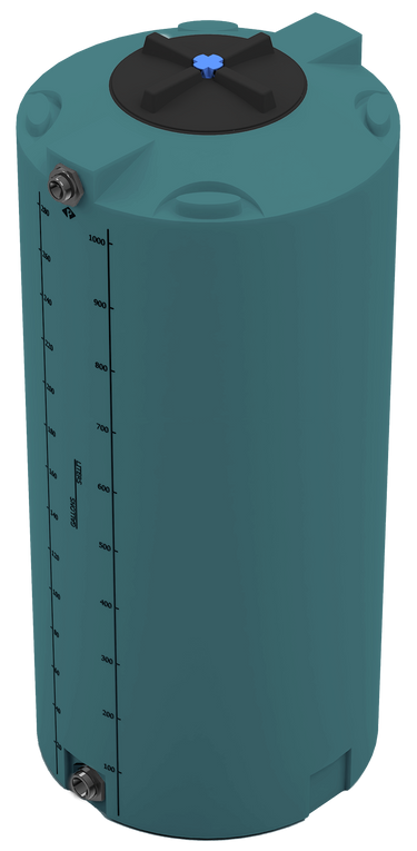 300 GAL PROCHEM® POTABLE WATER TANK W/BULKHEAD FITTINGS - LPE 1.0 FDA - GREEN - DIA 35